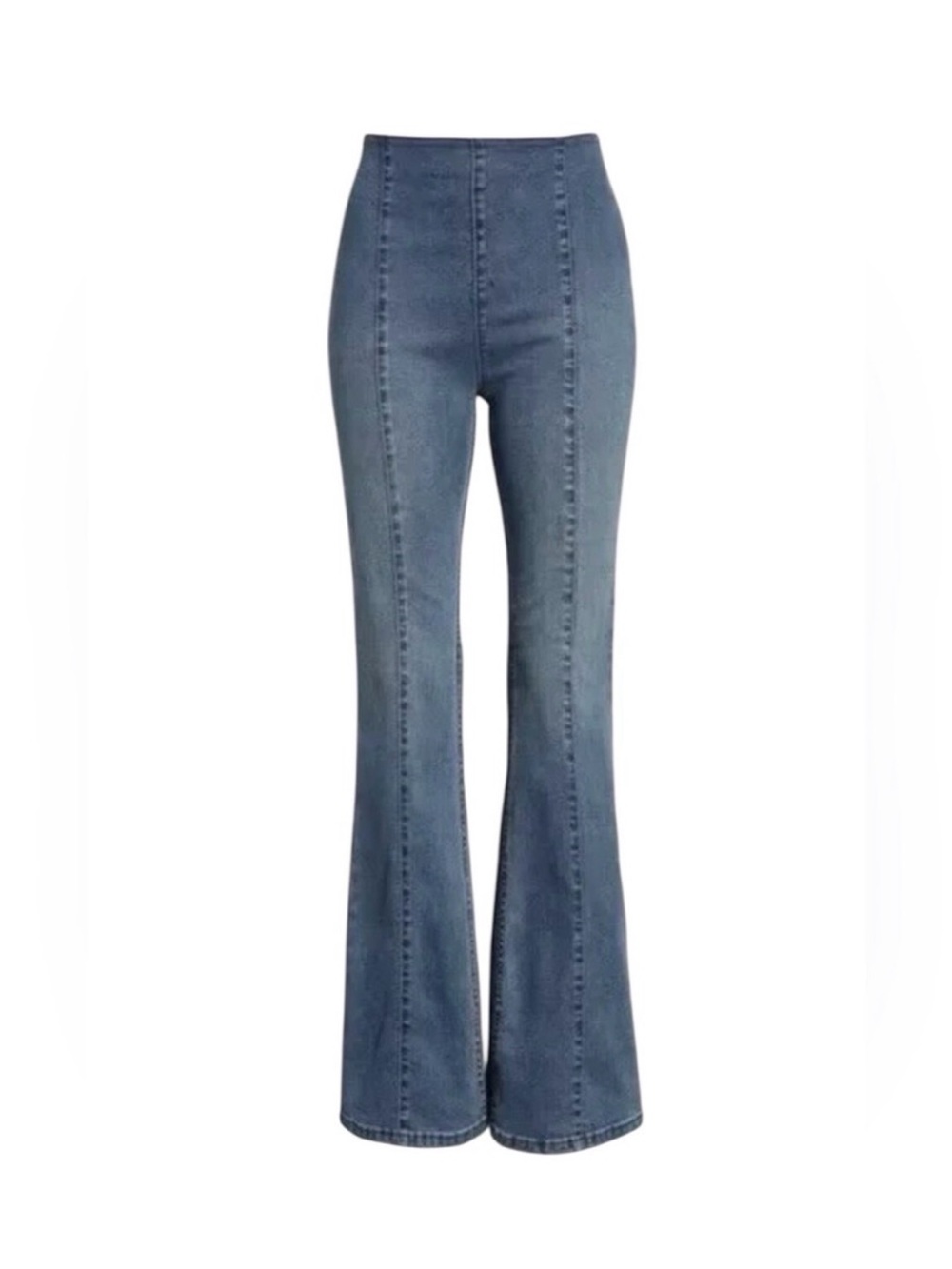 We The Free Vertical-Seam Flare Jeans in Washed Blue